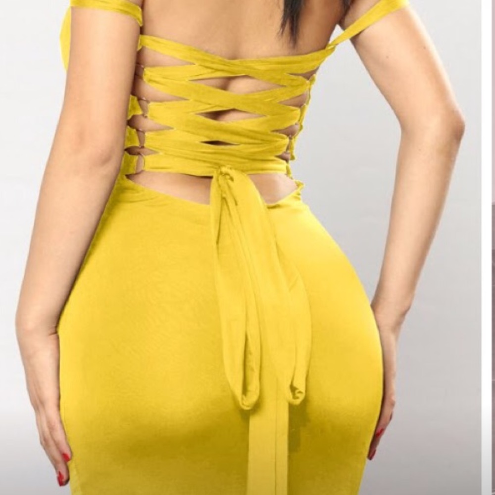 Yellow dress with tie back
